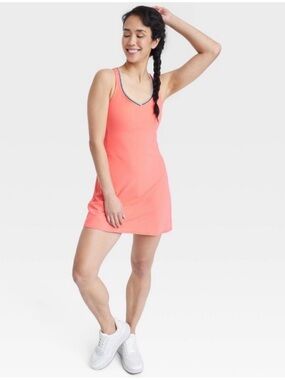 All in Motion Sporty Chic Tennis Dress Coral Red Athleisure Size Small 50 SPF